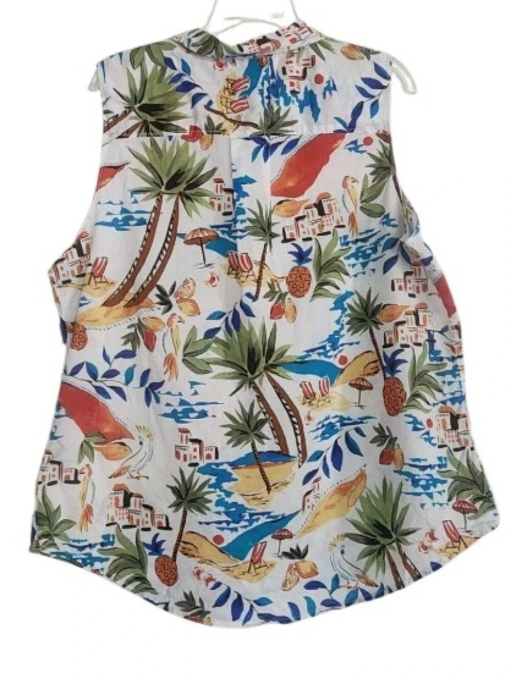Tropical Print Button-Front Sleeveless Top - White/Multicolor Sz Xxl Nwt - Picture 2 of 2
